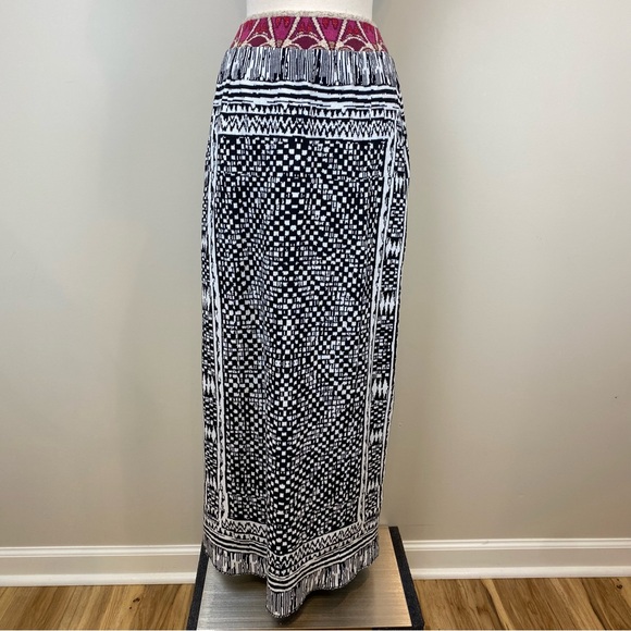 Anthropologie Cecilia Prado Bilbao Maxi Sweater Pullon Skirt Sz S Abstract Black - Picture 3 of 14